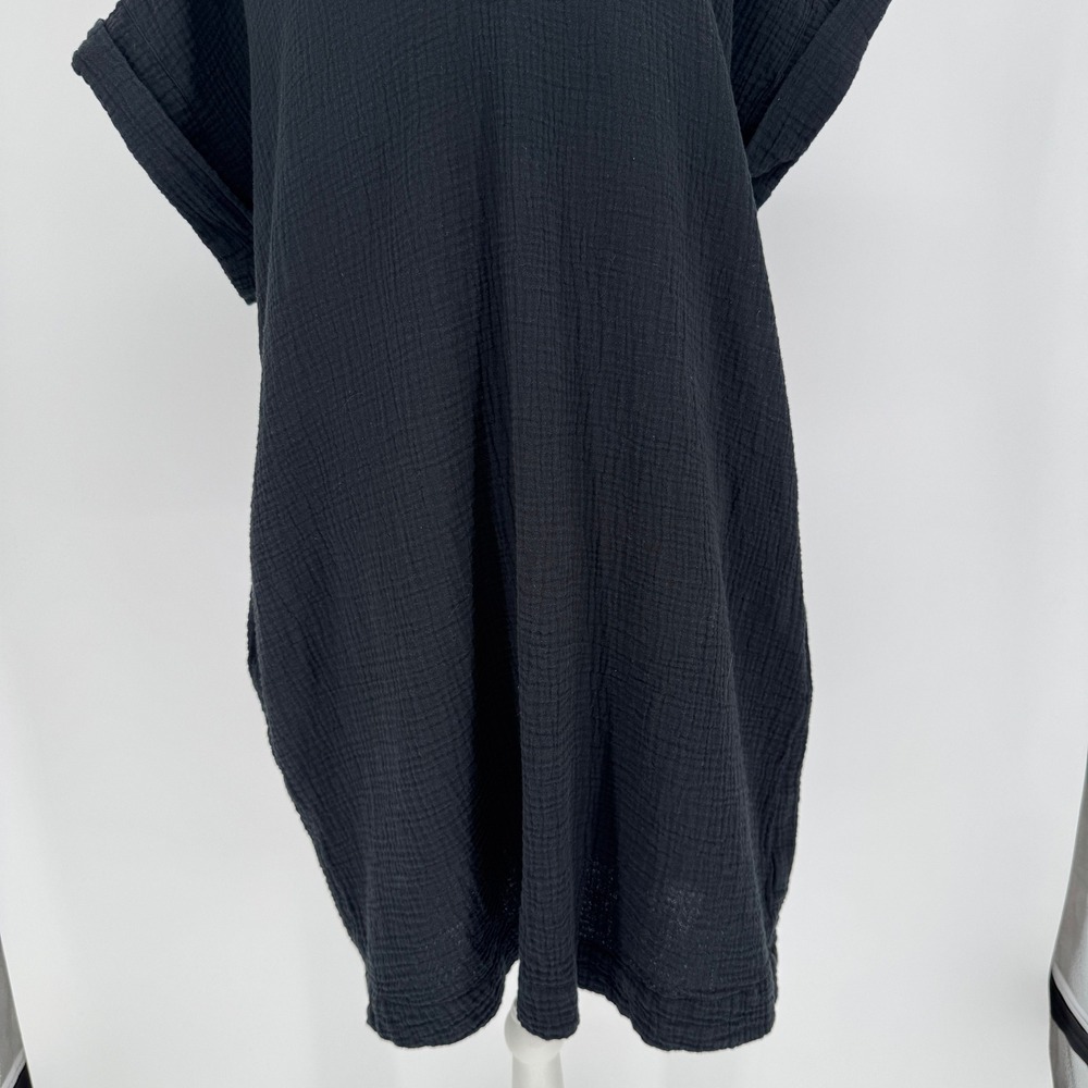 J.Crew Cotton Gauze Summer Dress XL Black Coastal Minimalist Capsule 90s Beach - Picture 3 of 16